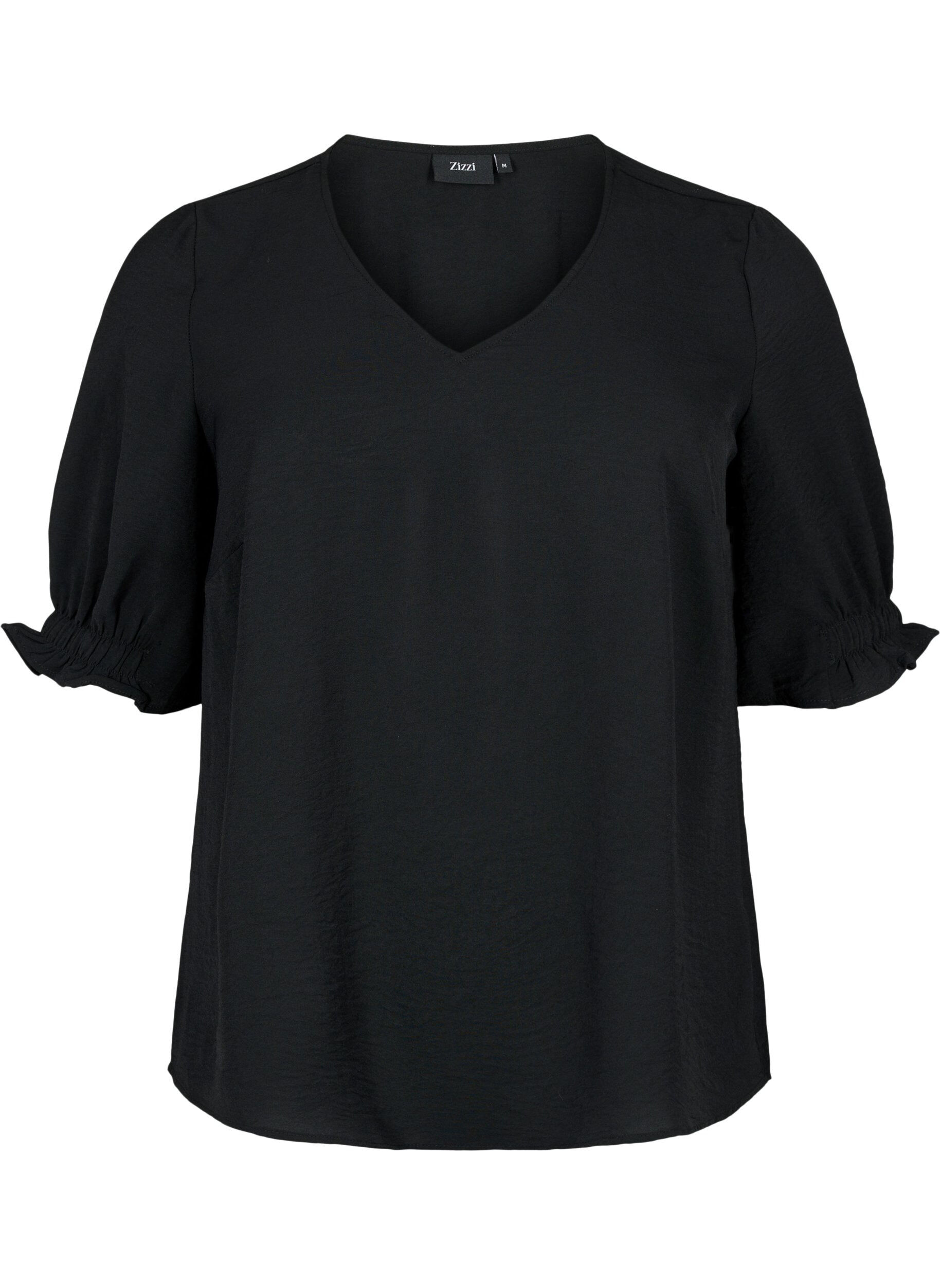 ZizziBluse med V-hals , Black, Packshot image number 0