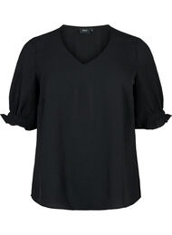 Bluse med V-hals , Black