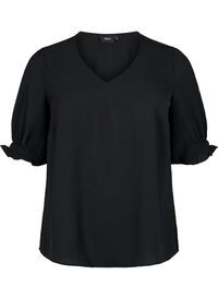 Bluse med V-hals (GRS)