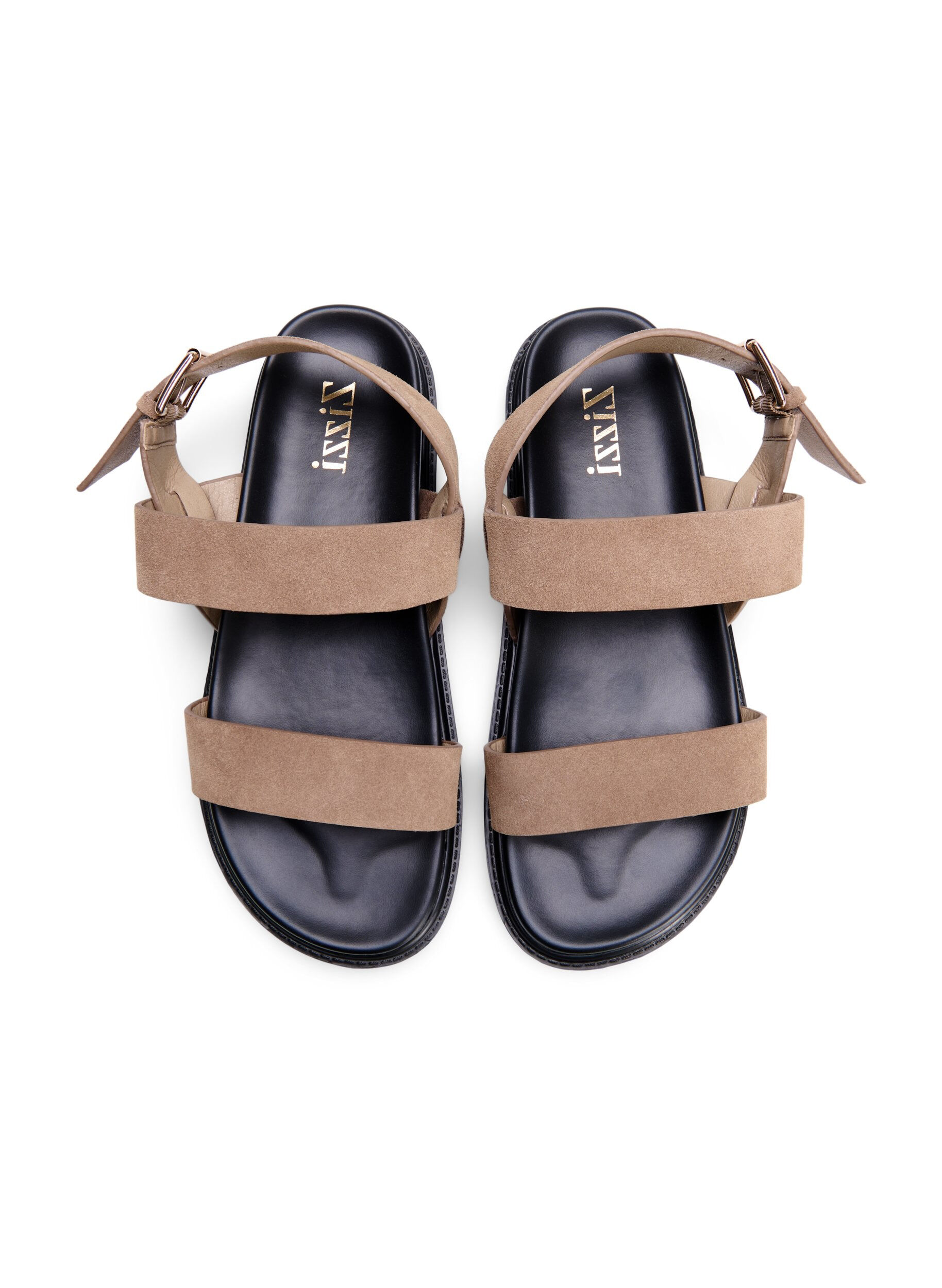 Zizzi Wide fit sandal i semsket skinn, Brown, Packshot image number 2