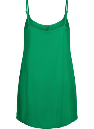 Ensfarget kjole i viskose med stropper, Jolly Green, Packshot image number 1