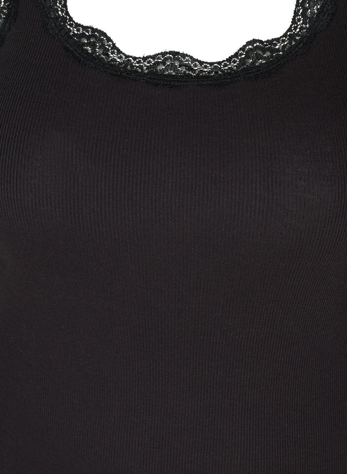 Topp med blondekant, Svart, Packshot image number 2