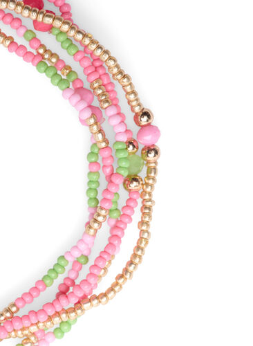 5 stk. perlearmbånd, Petrol/Pink Mix, Packshot image number 1