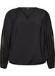 Bluse med ballongeffekt og chiffon-detaljer, Svart, Packshot image number 0