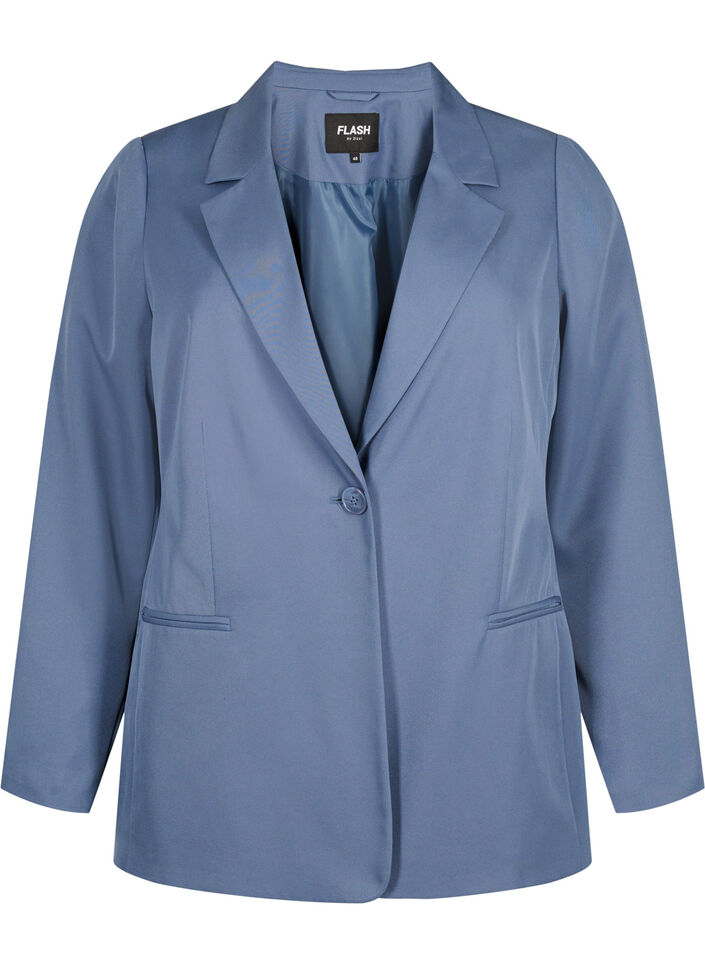 FLASH - Enkel blazer med knapp, Bl&aring;, Packshot image number 0