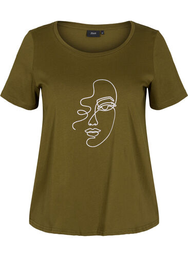T-skjorte med glittermønster i bomull, Ivy G. Shimmer Face, Packshot image number 0