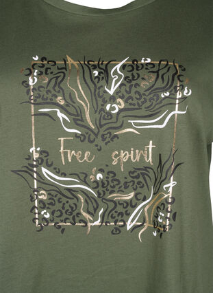 T-skjorte i økologisk bomull med gulltrykk, Thyme W. Free, Packshot image number 2