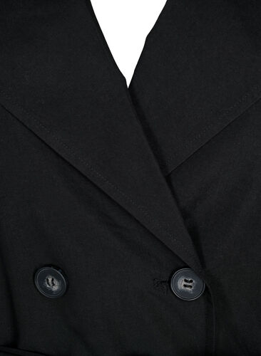 Trenchcoat med belte og lommer, Black, Packshot image number 2