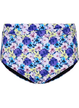 Zizzi Høymidjede blomstrete bikinibukser, Lilla, Packshot image number 0