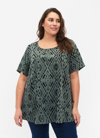 FLASH - Bluse med korte ermer og mønster, Balsam Graphic, Model