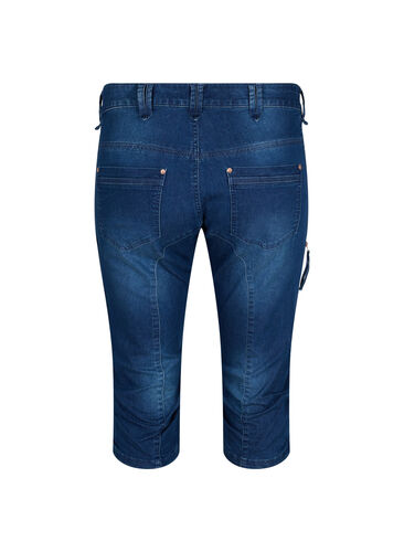 Slim fit caprijeans med lommer, Dark blue denim, Packshot image number 1