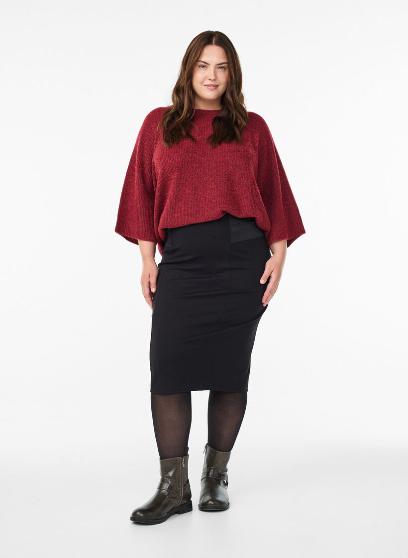 Tettsittende skj&oslash;rt med strikk i livet, Svart, Model image number 0