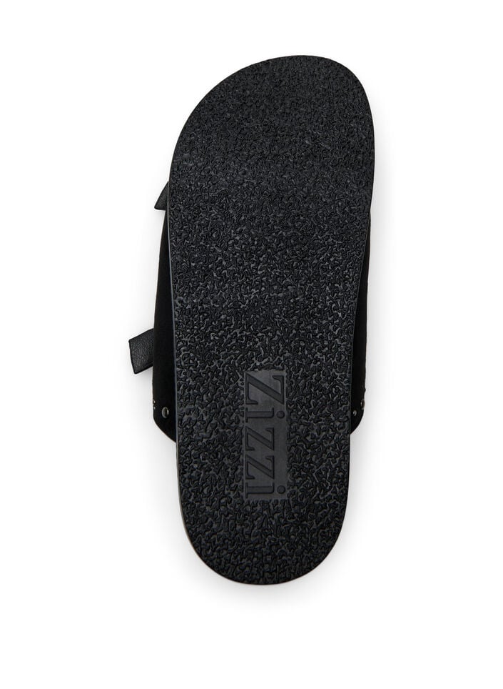 Wide fit - Slip-on sandaler med nagler, Svart, Packshot image number 4