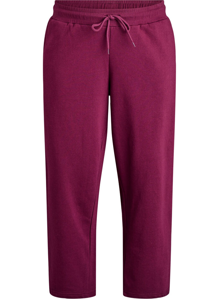 Joggebukser med lommer, M&oslash;rk Bordeaux, Packshot image number 0