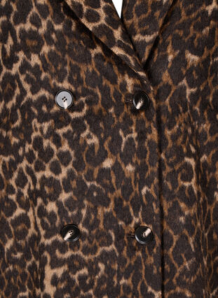Zizzi Leopardmønstret kåpe med dobbeltradede knapper, Brun, Packshot image number 2