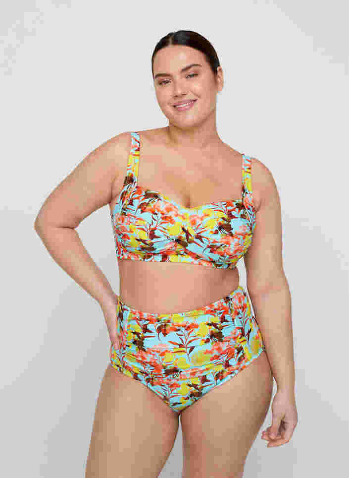 Mønstrete bikinitopp, Bright Flower, Model image number 2