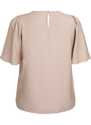 Zizzi Bluse med korte, vide ermer, Beige, Packshot image number 1