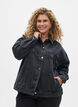 Denimjakke med perlefranser, Grå, Model image number 0