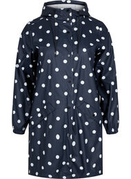 Mønstrete regnjakke med hette, Navy Blazer W/Dots