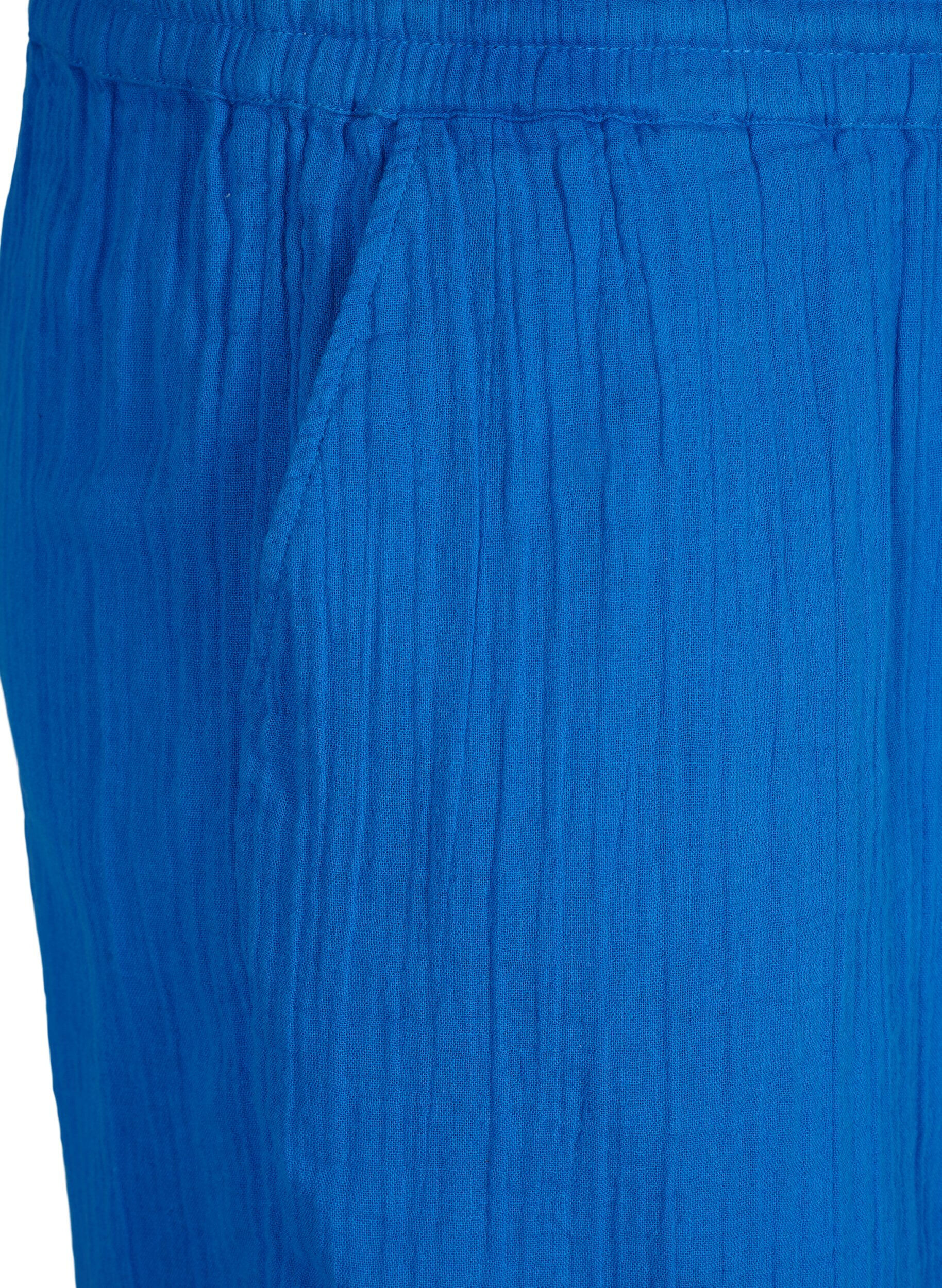 Zizzi Shorts i bomullsmusselin med lommer, Victoria blue, Packshot image number 2