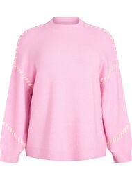 Genser med dekorative sømmer, Rosa