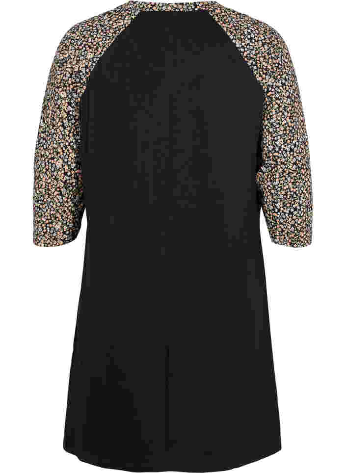 Nattkjole med mønster i bomull, Black Ditzy Flower, Packshot image number 1