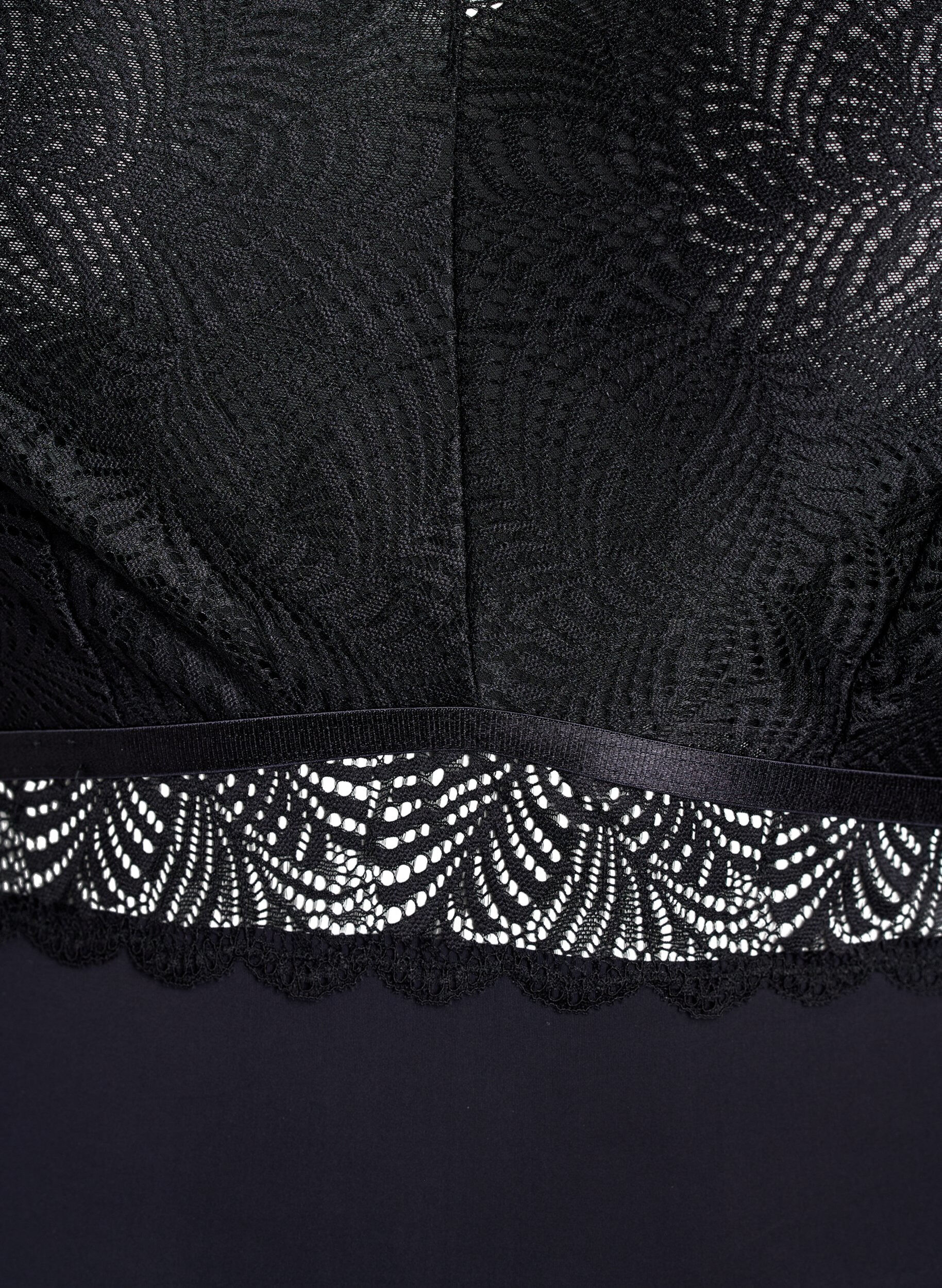 Zizzi Body med blonder og korte ermer, Svart, Packshot image number 2