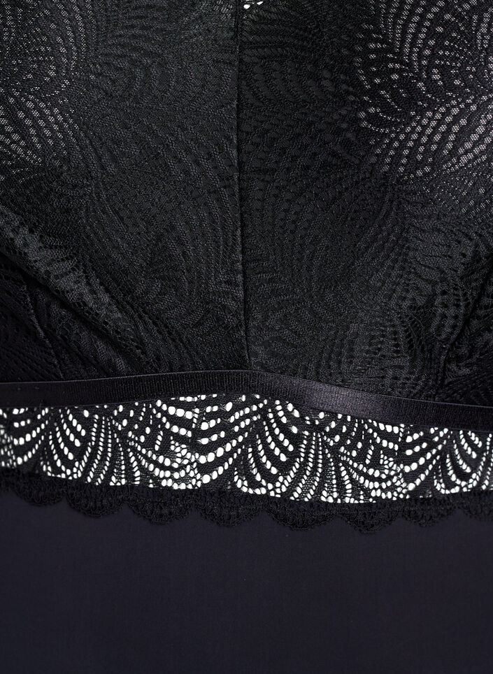 Body med blonder og korte ermer, Svart, Packshot image number 2