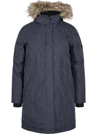 Vanntett vinterjakke med avtagbar hette, Black, Packshot image number 0