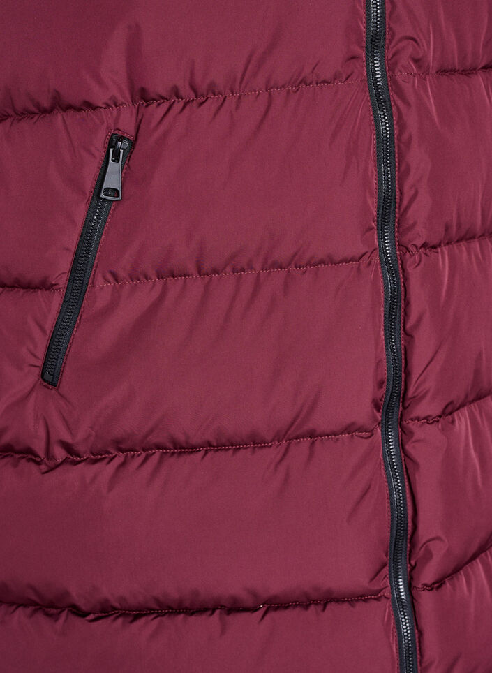 Lang vest med hette og lommer, R&oslash;d, Packshot image number 3