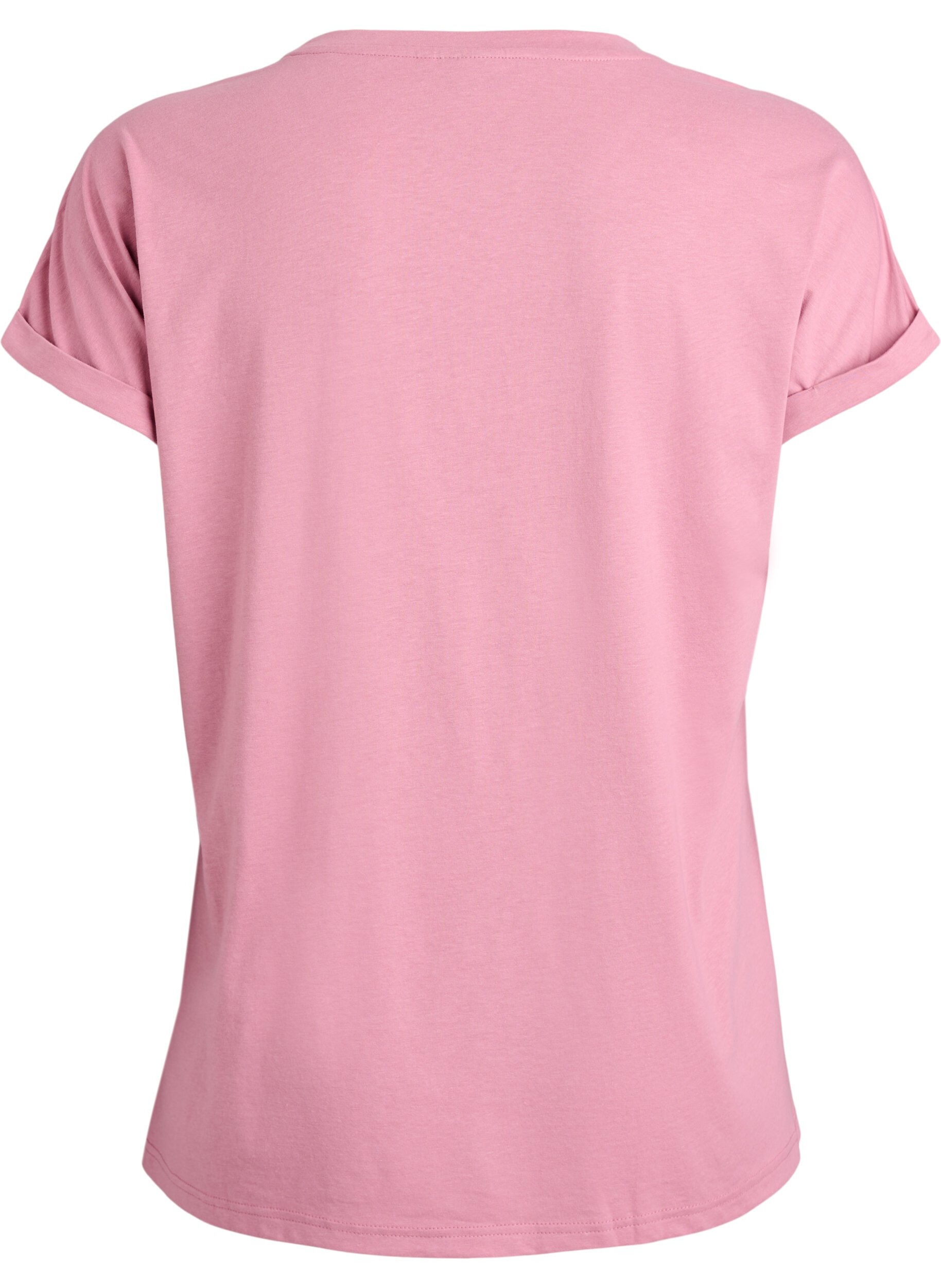 ZizziKortermet t-skjorte i bomullsblanding, Rosa, Packshot image number 1