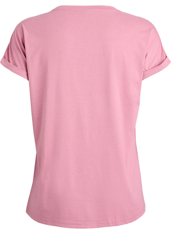 Kortermet t-skjorte i bomullsblanding, Rosa, Packshot image number 1