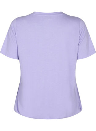 Melert T-skjorte med strikkant, Lavender Mél, Packshot image number 1