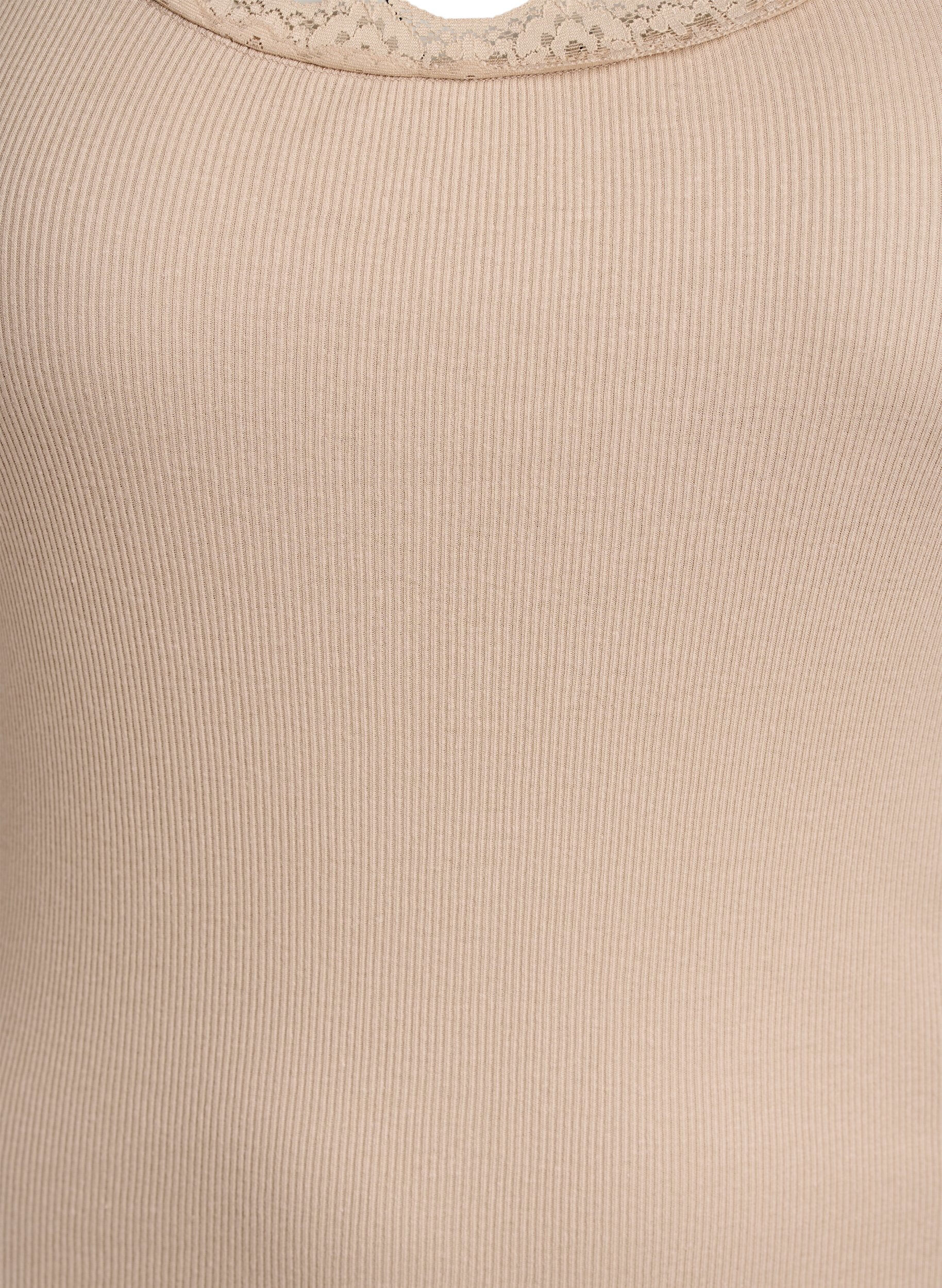 ZizziTopp med blondekant, Beige, Packshot image number 2
