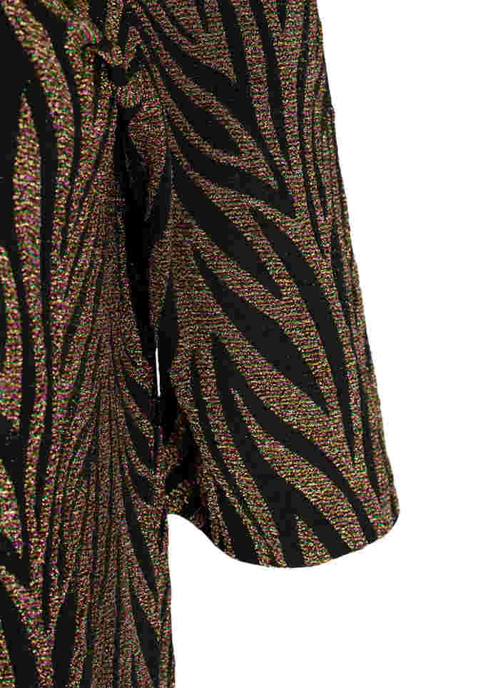 Mønstrete kjole med glitter og korte ermer, Black Lurex AOP, Packshot image number 2