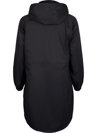 Funksjonell frakk med lommer og hette, Black, Packshot image number 1