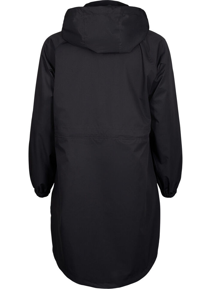 Funksjonell frakk med lommer og hette, Black, Packshot image number 1