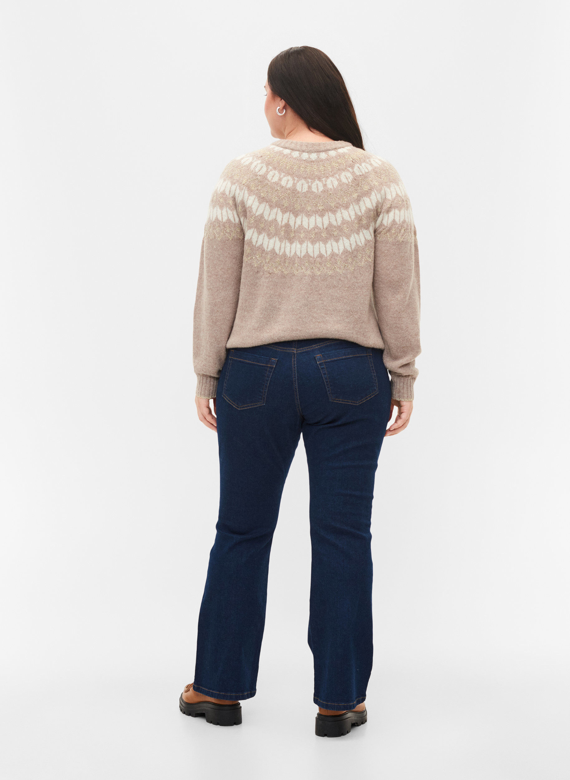 Zizzi Ellen bootcut jeans med h&oslash;yt liv, Bl&aring;, Model image number 1