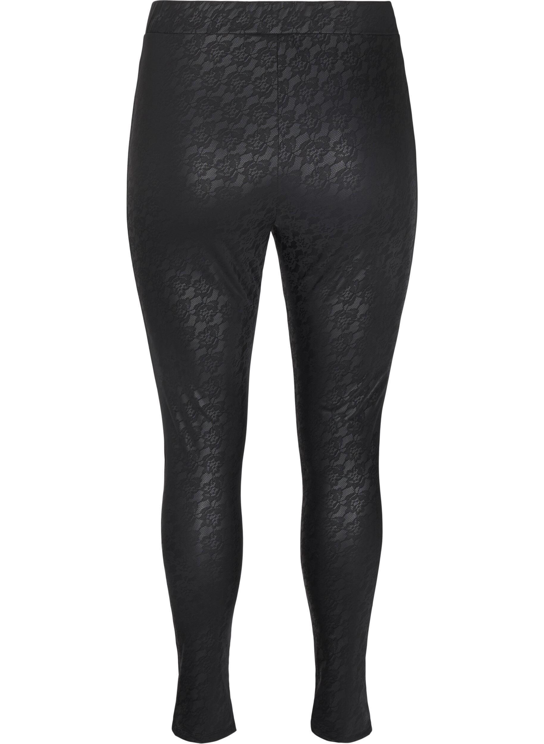 Zizzi Leggings i imitert skinn med dyretrykk, Svart, Packshot image number 1