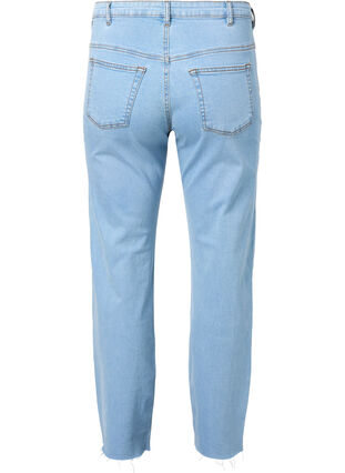 Gemma jeans med høyt liv og hull på kneet, Ex Lgt Blue, Packshot image number 1