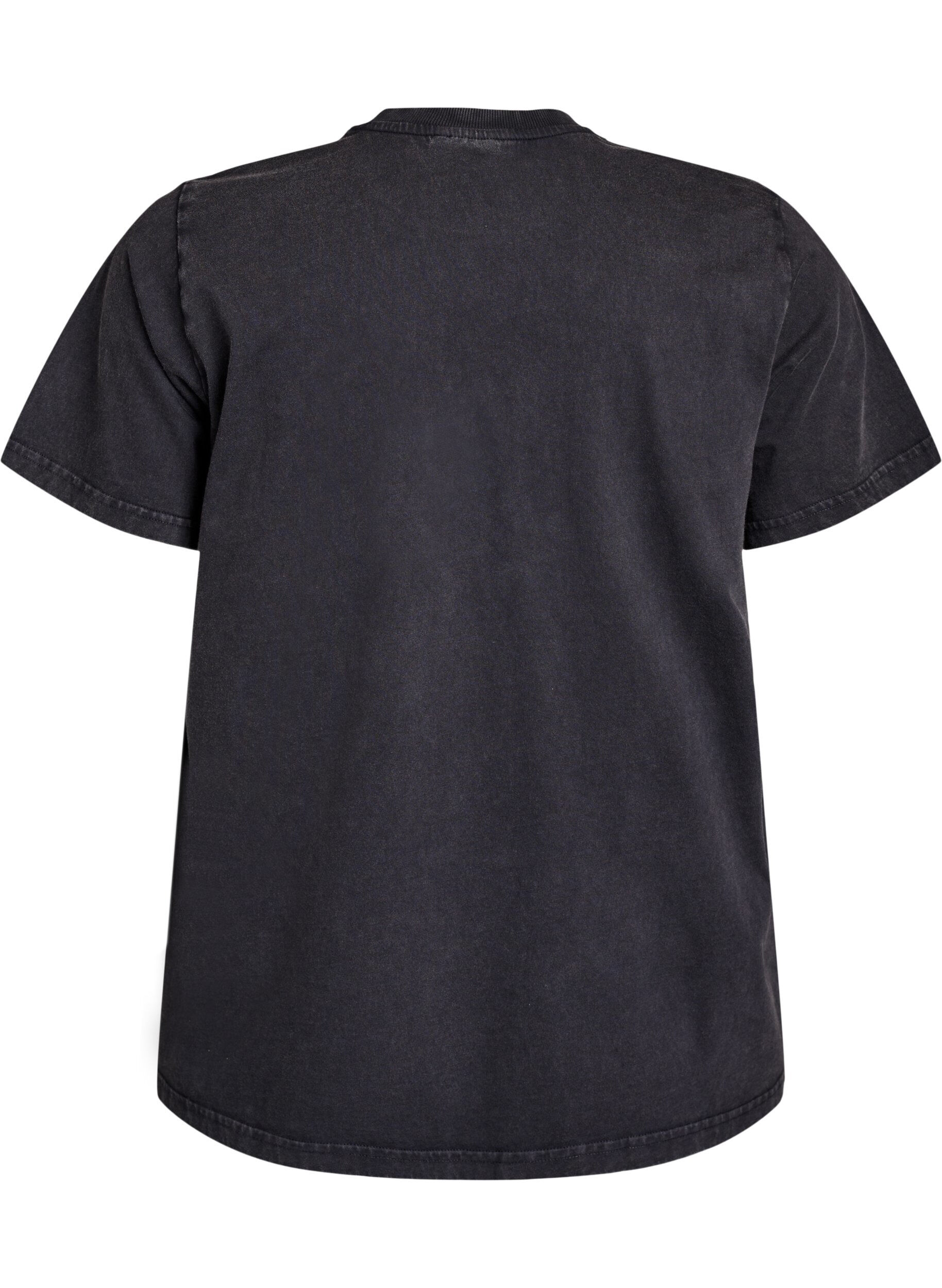 Zizzi T-skjorte med teddybj&oslash;rn-trykk og vasket utseende, Gr&aring;, Packshot image number 1