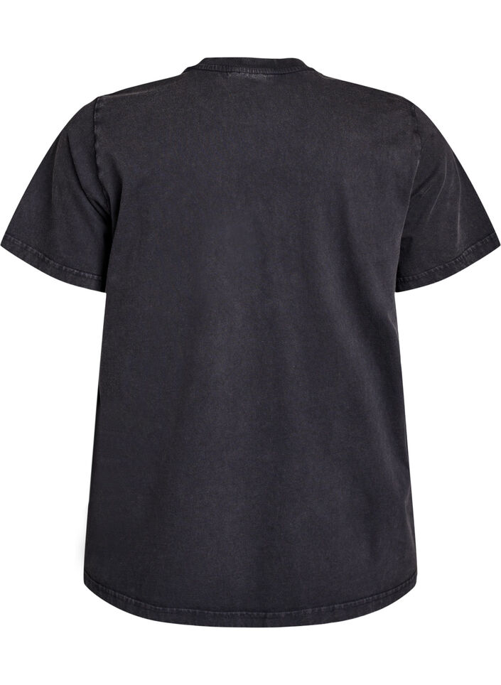 T-skjorte med teddybjørn-trykk og vasket utseende, Grå, Packshot image number 1