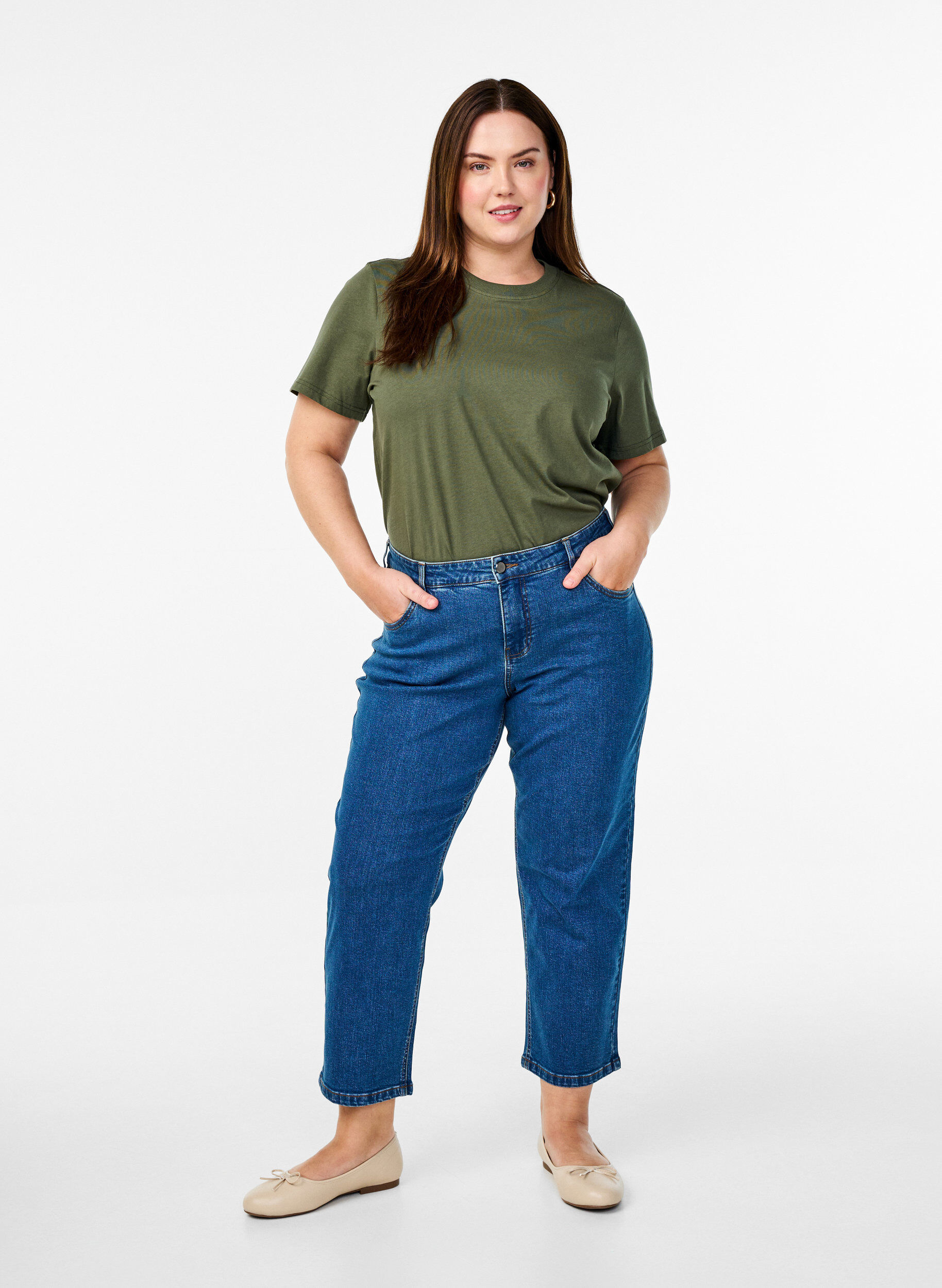 ZizziCropped Vera jeans med straight fit, Bl&aring;, Model image number 0