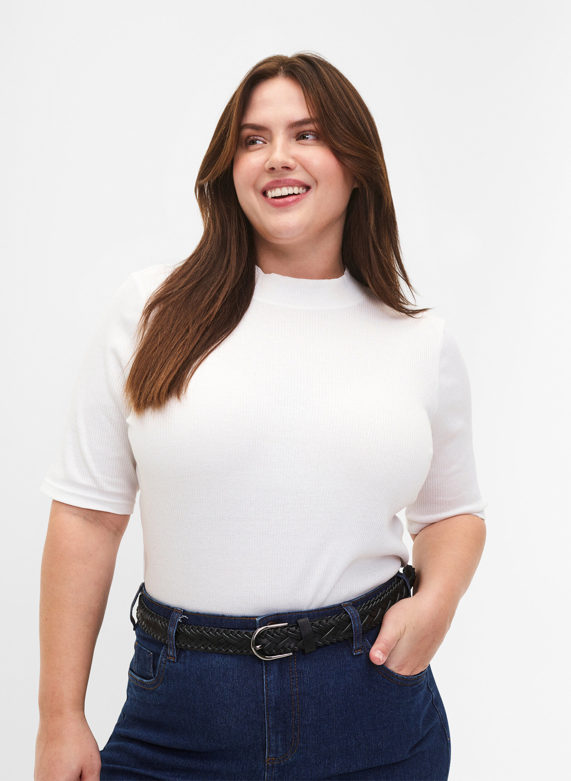 Zizzi Flettet belte, Black, Model image number 0