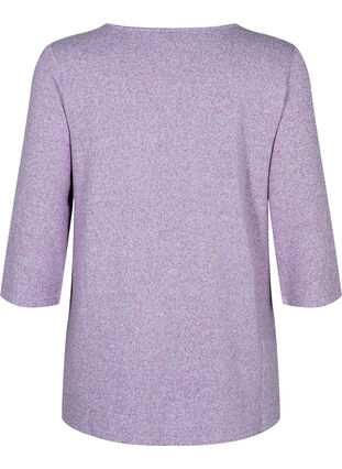 Bluse med knapper og 3/4-ermer, Royal Lilac Melange, Packshot image number 1