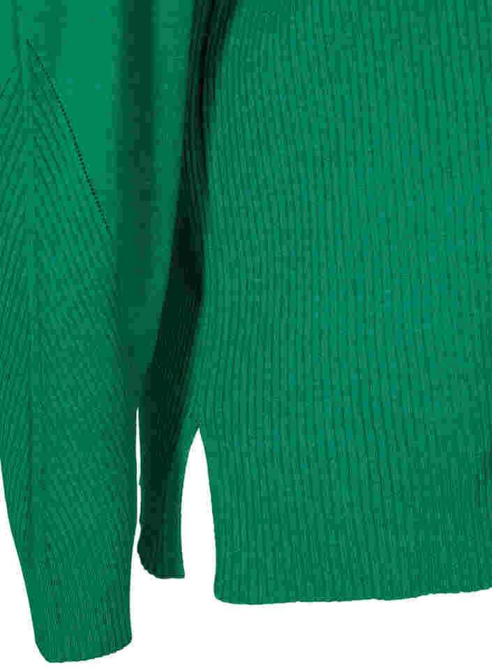 Strikkegenser med ribbet struktur, Jolly Green Mel., Packshot image number 3