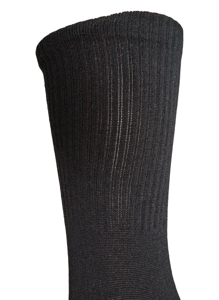 Ribbet sokk i bomull, Svart, Packshot image number 2