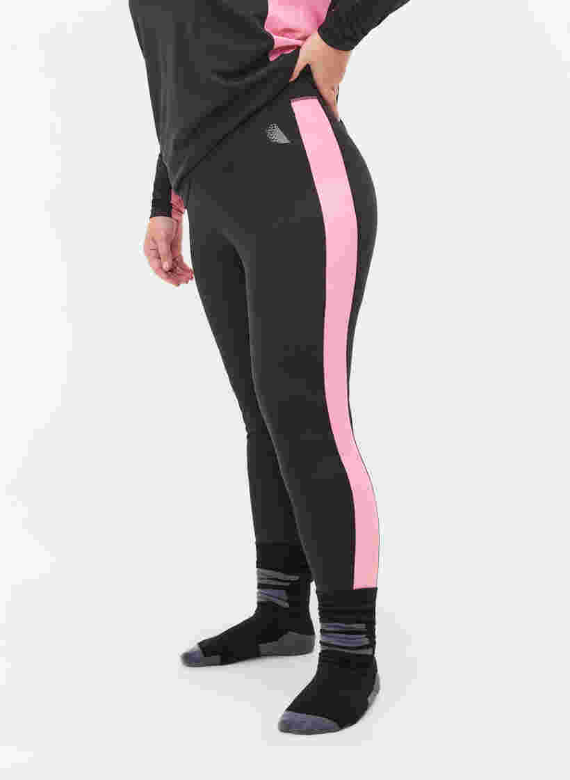 Stilongs med kontraststripe, Black w. Sea Pink, Model image number 2
