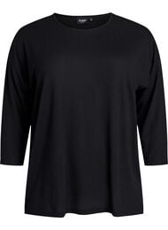 FLASH – Jersey bluse med 3/4 ermer, Black