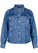 Denimjakke med rhinesteiner og en rå fold, Blå, Packshot image number 0
